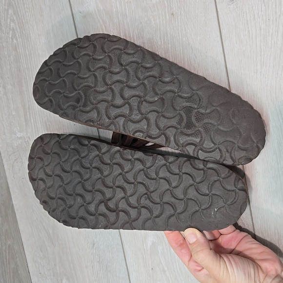 Birkenstock Women Brown Leather Sandals Flats Shoes Sz 39/8 Regular - Picture 11 of 13